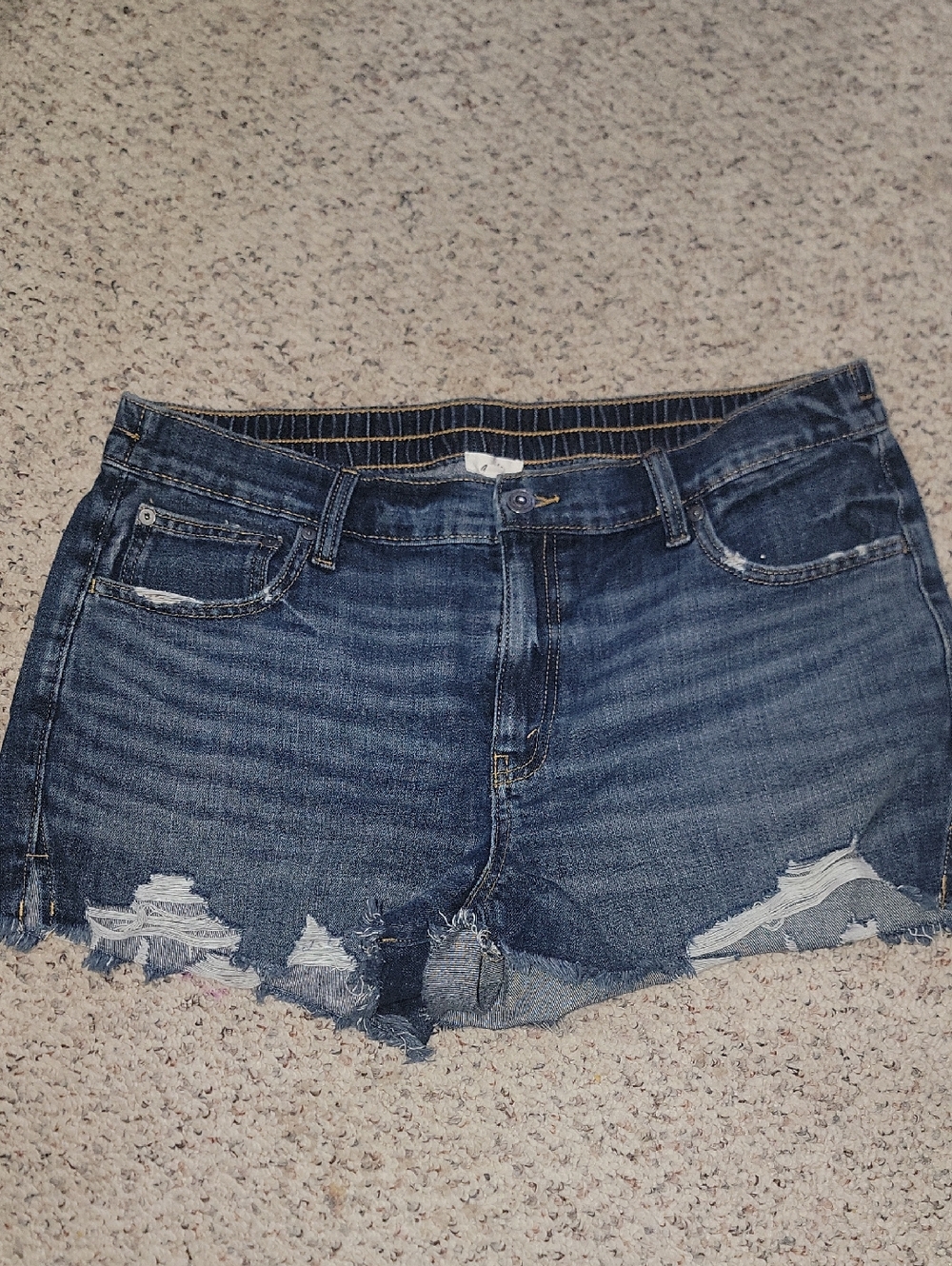aerie Dark Blue Distressed Denim Cutoff Shorts